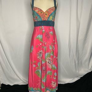 Anthropologie floral cross back maxi dress